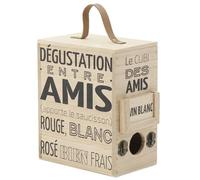 AUBRY GASPARD - Boîte À Cubi en Bois Naturel avec Étiquettes Vin Rosé - Vin Blanc - Vin Rouge - Anse en PU - Dimensions 19,5X12X23 cm - Couleur Bois Naturel - Taille Compacte