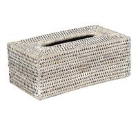 AUBRY GASPARD - Boîte à Mouchoirs Rotin Blanc - Patiné - 26 x 14 x 10 cm - Élégant Rangement - Léger Pratique Usage Quotidien - Design Raffiné Intérieur Lumineux