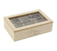 AUBRY GASPARD - Boîte À Thé en Bois Naturel et Verre avec 6 Compartiments - Idéale pour Organiser Thés et Tisanes - Design Élégant - Dimensions 23,5X15X7 cm - Couleur Bois Naturel