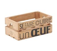 AUBRY GASPARD - Boîte à Œufs Bois Naturel - 6 Compartiments - 20x12x8.5 cm - Inscription Humoristique "Se Faire Cuire un Œuf" - Poignées Passe-Doigts - Idéale Rangement Conservation