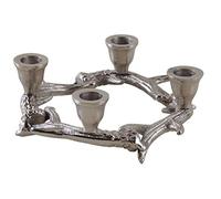 AUBRY GASPARD - Bougeoirs Bois de Cerf en Aluminium - Ø 20 cm x Hauteur 6 cm - pour 4 Chandelles de 2.5 cm de Ø - Élégant et Original pour Décoration Intérieure - Poids 0.70 kg