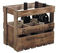 AUBRY GASPARD - Caisse 6 Bouteilles en Bois Vieilli - Inscription Perrin et Fils Vin et Spiritueux Fondé en 1894 - Dimensions 33 x 21 x 29 cm - Idéale pour Articles de Cave et Décoration Intérieure