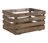 AUBRY GASPARD - Caisse Bois Vieilli Produits Bio - 40 x 30 x 22 cm - Bois Solide - Idéale Agencement Magasin/Rangement - Finition Brun Vieilli - Poids Léger 1 kg