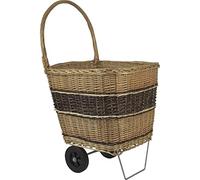 AUBRY GASPARD Chariot à bûches à roulettes en Osier Bicolore