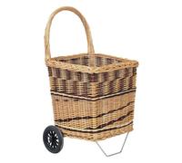 AUBRY GASPARD - Chariot à Bûches Osier Bicolore - 47x45x46 cm - Anse Inarrachable - Fond Plein Antipoussière - roulettes - Poids 5 kg - Rangement Transport Bois Facile