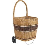 AUBRY GASPARD - Chariot à Bûches Osier Bicolore - Anse Fixe - Fond Plein Antipoussière - Roues Caoutchouc - 48x48x48 cm - Hauteur Totale 92 cm - Idéal Cheminée