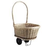 AUBRY GASPARD - Chariot à Bûches Osier Brut Blanc - Fond Bois - 2 Roulettes - 52x50x84 cm - Poids 3.5 kg - Fonctionnel Esthétique - Idéal Stockage Transport Bois Intérieur