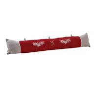 AUBRY GASPARD - Chien de Porte Edelweiss - Rouge - Coton et Lin - Garniture en Fibre de Polyester - Longueur 85 cm x Hauteur 15 cm - Léger 0,38 kg - Idéal pour Isoler du Froid et Décorer Intérieur