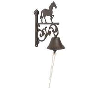 AUBRY GASPARD - Cloche Ancienne Cheval Fonte - Marron Vieilli - 20 x 10 x 28 cm - À Fixer au Mur - Poids 1,6 kg - Décoration Extérieure Rustique - Livré en Kit avec Corde Résistante