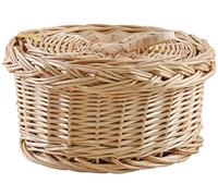 AUBRY GASPARD - Coffret de Rangement Rond en Osier Blanc - Osier Blanc avec Doublure en Plastique - Ø 18 cm - Hauteur 9 cm - Léger et Pratique - Poids 0.14 kg - Idéal pour Décoration Intérieure