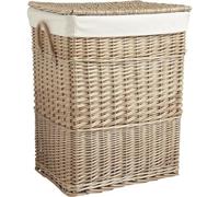 AUBRY GASPARD - Corbeille à Linge en Osier Naturel - Doublure 100% Coton - Poignées Polyuréthane - Longueur 46 x Profondeur 34 x Hauteur 60 cm - Solide et Élégante pour un Rangement Pratique du Linge