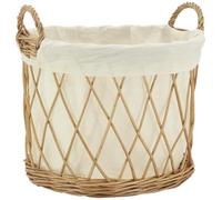 AUBRY GASPARD - Corbeille à Linge Osier Buff Brun - 50 x 45 x 40 cm - Doublure Amovible Coton Lavable à 30°C - 2 Poignées Pratiques - Élégante et Fonctionnelle Salle de Bain