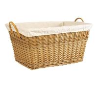 AUBRY GASPARD - Corbeille à Linge Osier Écru - Doublure Coton - Poignées Polyuréthane - 60x42x30 cm - Livrée Montée - Idéale Rangement Intérieur - Poids 1,50 kg