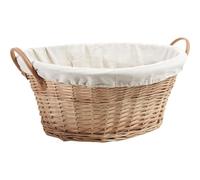 AUBRY GASPARD - Corbeille à Linge Ovale en Osier Clair - Doublure Coton - Poignées en Polyuréthane - Longueur 52 cm x Largeur 45 cm x Hauteur 23 cm - Rangement Pratique et Élégant - Coloris Écru