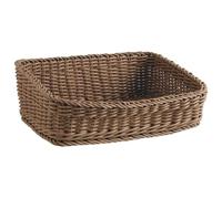 AUBRY GASPARD - Corbeille De Présentation en Rotin Synthétique avec Bord Renforcé INOX - Dimensions 46 X 31 X 10-15 cm - Idéale pour Fruits et Pâtisseries - Couleur Naturel