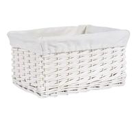 AUBRY GASPARD - Corbeille de Rangement en Osier Blanc Laqué - Avec Doublure en Coton 100% Lavable - Dimensions 34 x 26 x 18 cm - Fabrication Artisanale - Idéale pour Organisation Maison et Accessoires