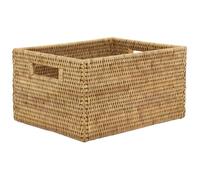 AUBRY GASPARD - Corbeille de Rangement en Rotin Naturel - Fabrication Artisanale - Dimensions 38 x 30 x 20 cm - Poids 1,33 kg - 2 Passe-Mains - Idéale pour Organisation Maison