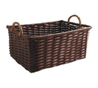 AUBRY GASPARD - Corbeille De Rangement en Rotin Synthétique 40 X 30 X 19-24 cm - Design Élégant et Naturel - Résistante À L'Humidité et Aux UV - avec Poignées Intégrées - Couleur Naturel