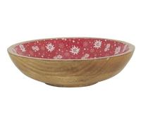 AUBRY GASPARD - Corbeille en Manguier et Résine - Rouge et Blanc - Décor Edelweiss - Ø 26 cm x H 7 cm - Conformité Alimentaire - Idéale pour Cuisine et Arts de la Table - Poids 0,70 kg
