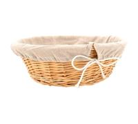 AUBRY GASPARD - Corbeille en Osier Blanc avec Doublure en Jute - Ø 32 cm x Hauteur 11 cm - Léger 0.33 kg - Noeud de Resserage Pratique - Idéale pour Conservation du Pain et Usage Intérieur