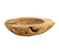 AUBRY GASPARD - Corbeille en Teck Naturel - Bois Massif Recyclé - Ø 40 cm x Hauteur 8 cm - Finition Naturelle - Fabrication Artisanale - Pièce Unique pour Cuisine et Arts de la Table - Poids 3,13 kg