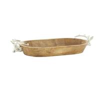 AUBRY GASPARD - Corbeille Ovale en Manguier Cerf - 2 Poignées en Aluminium - Dimensions L 47 x l 21 x H 9 cm - Design Élégant avec Têtes de Cerf - Idéale pour Cuisine et Arts de la Table