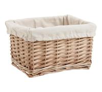 AUBRY GASPARD - Corbeille Rangement en Osier Clair avec Doublure Amovible Coton - 28 x 22 x 15 cm - Poids 0,42 kg - Couleur Naturelle - Idéale Rangement Pratique et Décoration Maison