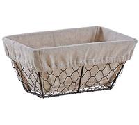 AUBRY GASPARD - Corbeille Rectangulaire en Grillage Vieilli - Doublure Jute Alimentaire - Longueur 20 cm x Profondeur 12 cm x Hauteur 9 cm - Légère et Pratique pour Rangement - Poids 0.13 kg