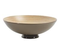 AUBRY GASPARD - Corbeille sur Pied en Bambou Laqué Taupe - Ø 30 cm x Hauteur 10 cm - Finition Intérieure Naturelle - Adaptée au Contact Alimentaire - Élégante pour Service de Table - Légère et