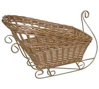 Aubry Gaspard - Corbeille Traineau de Noël en Osier Laqué Doré - 62 x 40 x 41 cm - Avec Doublure Plastique - Décoration Festive Intérieure - Élégant et Pratique pour Cadeaux et Décorations de Noël