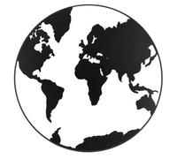 AUBRY GASPARD - Décoration Murale Mappemonde Métal Laqué - Noir - Ø 50 cm - Épaisseur 0,6 cm - Design Élégant - pour Salon ou Bureau - Installation Facile - Accent Contemporain