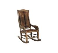 AUBRY GASPARD - Fauteuil À Bascule en Acajou et Peau De Chèvre - Dimensions 54X100X114 cm - Hauteur D'Assise 45 cm - Design Élégant et Confortable - Couleur Acajou - Taille Standard