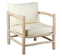 AUBRY GASPARD - Fauteuil Design en Teck Arthur - Coussins Déhoussables en Tissu 100% Coton Écru - Mousse Polyéther 24kg/m3 - Dimensions 70 x 75 x 68 cm - Livré Monté - Élégant pour Salon Moderne