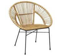 AUBRY GASPARD - Fauteuil en Rotin Naturel et Métal Noir - 73 x 57 x 77 cm - Assise 42 cm - Livré Monté - Poids 5,10 kg - Design Moderne - Entretien Facile - Idéal Salon