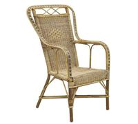 AUBRY GASPARD - Fauteuil Haut Manau Rotin Medan - Accoudoirs Rotin Coloré - Motif Losange Dossier - 54 x 58 x 102 cm - Hauteur Assise 43 cm - Intérieur Extérieur - Livré Monté - Entretien Facile