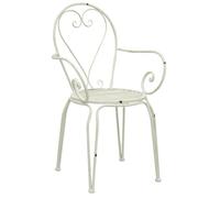 AUBRY GASPARD Fauteuil Métal Blanc Antique 36 x 52 x 93 cm | Livré Monté - Esthétique et Pratique - pour Salle à Manger ou Extérieur - Léger Facile à Ranger