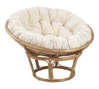 AUBRY GASPARD - Fauteuil Papasan Rotin Verni avec Coussin - Ø102cm x H80 cm | Hauteur d'Assise 40 cm - Sangles de Maintien en PU - Confort Optimal - Look Indémodable pour Salon