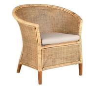 AUBRY GASPARD - Fauteuil Poelet Cannage Rotin - avec Coussin - 76x65x80 cm - Livré Monté - Matériaux Poelet, Rotin, Polyester - Design Vintage Confort Ergonomique pour Salon Intérieur