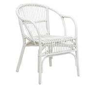 AUBRY GASPARD Fauteuil Rotin Blanc 56 x 63 x 79 cm | Hauteur d'Assise 44,5 cm - Élégance Discrète et Confort Optimal - Parfait pour Salon - Léger - Entretien Facile