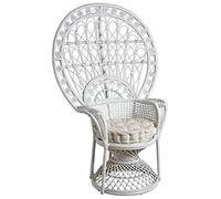 AUBRY GASPARD Fauteuil Rotin Blanc 74 x 105 x 150 cm | Coussin Coton Garni Kapok - Hauteur Assise 48 cm - Élégance Exotique Salon Terrasse Intérieure