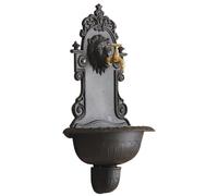 AUBRY GASPARD - Fontaine Murale Lion Fonte - 35x18x61 cm - Circuit Ouvert Robinet Fonctionnel - Kit Montage Facile - Design Intemporel Élégant - Poids 9 kg - Idéale Décoration Jardin