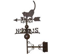 AUBRY GASPARD - Girouette Chat Fonte - 44 x 33 x 64 cm - Poids 3,38 kg - Kit Fixation Toit ou Pignon - Décoration Jardin Élégante - Indicateur Vent Fonctionnel