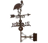 AUBRY GASPARD - Girouette Cigogne Frise Fonte - L 44 cm - H 64 cm - P 33 cm - Fixation Toit/Pignon - Installation Facile - Poids 3,38 kg - Décoration Jardin Esthétique Originale