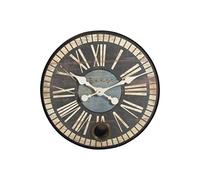 AUBRY GASPARD - Horloge Rétro avec Balancier Métal - Ø 50 cm x Épaisseur 5 cm - Style Vintage Nostalgique - pour Salon, Cuisine, Chambre - Pile AA (Non Incluse) - Poids 1.60 kg