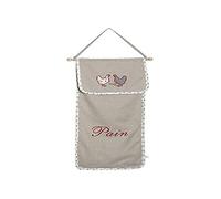AUBRY GASPARD - Huche à Pain Poule Coton Lin - Gris - 68 x 28 cm - Motif Poules - À Suspendre - Conserve Pain à l'Abri - Léger 0,13 kg - Parfait Cuisine ou Garde-Manger