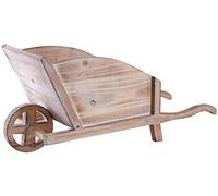 AUBRY GASPARD - Jardinière Brouette Bois - Finitions Brûlées - 67x24x30 cm - Design Rustique - Idéale Plantes et Fleurs - Mobile et Résistante pour Jardin Terrasse
