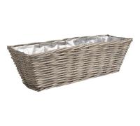 AUBRY GASPARD - Jardinière en Osier Gris - Longueur 40 cm x Profondeur 15 cm x Hauteur 14 cm - Doublure Plastique Imperméable - Forme Rectangulaire - Décoration Intérieure - Poids 0,33 kg