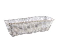 AUBRY GASPARD - Jardinière en Rotin Patiné Blanc - Doublure Plastique Intégrée - Dimensions 50 x 16 x 15 cm - Idéale pour Décoration Intérieure Élégante - Parfaite pour Plantes et Fleurs d'Intérieur