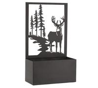 AUBRY GASPARD - Jardinière Métal Treillis Cerf - Noir Mat - 40x20x70 cm - 14 L - Décor Cerf Ajouré - 2,25 kg - Idéale Plantes Grimpantes - Livrée Montée