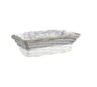 AUBRY GASPARD - Jardinière Osier Blanc et Gris 38 cm